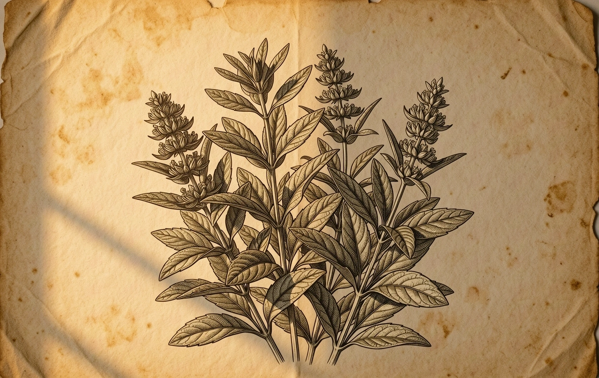Medicinal herb botanical etching